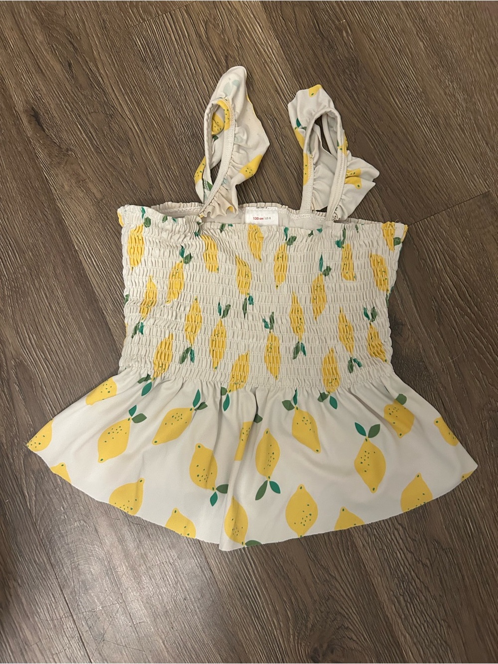 Hanna Andersson White Swimsuit Top with Yellow Lemon Print